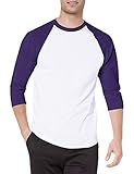 MJ Soffe Men's 3/4 Sleeve Baseball Jersey, Medium, Purple