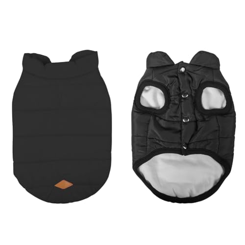 meioro Winter Hundemantel Warme Hundejacke, Kaltes Wetter Haustier Kleidung Winddichte Welpenmäntel, Hund Fleeceweste Weiches Sweatshirt für Kleine Mittlere Hundepullover Outfit (Schwarz,M)