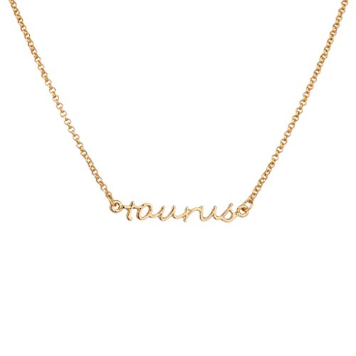 LUX ACCESSORIES Taurus Bull Horoscope Zodiac Word Pendant Necklace