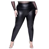 AIDAYOU Plus Size High Rise Super Stretchy Lightweight Leggings Cozy Liquid Shiny High Waisted Tummy Control Breathable Comfy 4XL Size 24 26 28 Ultra Elastic Smooth Jeggings Black