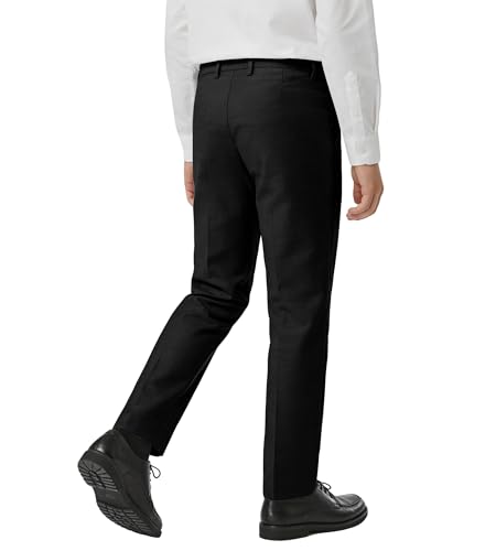Image of Boy Black Dress Pants Suit Pants for Boys Slim Fit Flat Front Trousers
