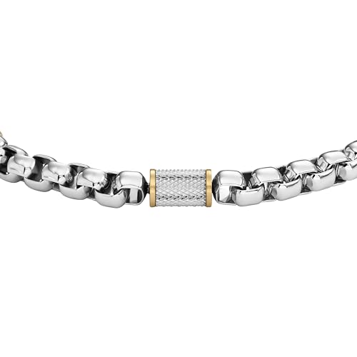 Image of Fossil Men's Plated Stainless Steel Engravable Personalized Gift ID, Chain or Cuff Bracelet for Men