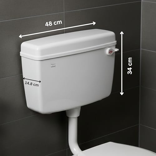 Parryware Slimline Single Flush Polymer Cistern for Toilet | Polypropylene White Flush Tank | With complete flushing set | E80901C