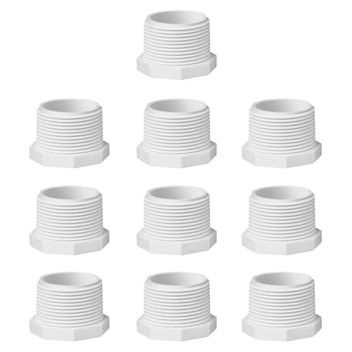 FangKingNo 10pcs 1 Inch PVC Cleanout Plug Male Threaded Drain End Cap Couplin Adaptor for PVC Pipe Pressure Fitting Schedule 40 NPT Threads Water Pipe closing (1