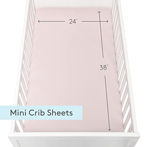 Image of Newton Baby Fitted Mini Crib Sheets (2-Pack) | Organic Muslin Cotton, Breathable & Soft Baby Sheets, Washable Baby Mattress Sheets, Fits Mini Crib Mattresses 24 inch x 38 inch, Sunrise Pink