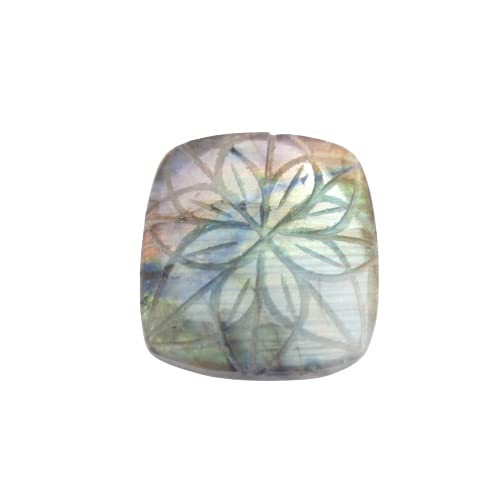 Labradorite canadienne naturelle cabochon sculpté style moghol d'exception