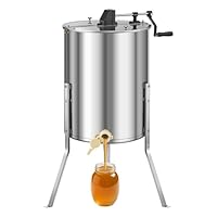 VEVOR Honigschleuder, 4/8 Rahmen, manuelle Tangentialschleuder mit transparentem Deckel, Honigextractor aus Edelstahl mit höhenverstellbarem Ständer, Wabenextraktionsgerät für Bienenzucht