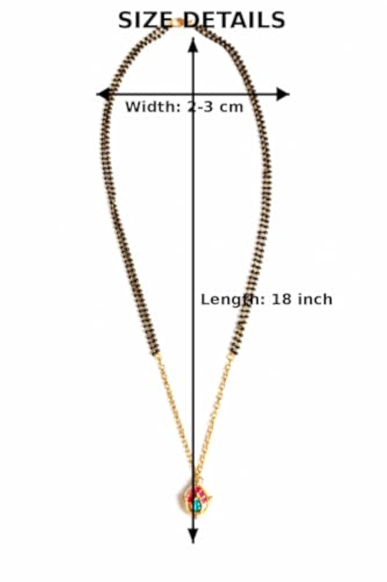 Women's Oval Red Green Mangalsutra Set with Matching Earrings