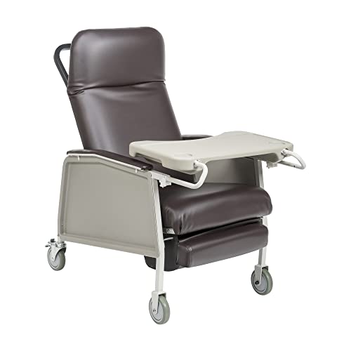 Image of Drive Medical Bariatric Geri Chair Recliner, Chocolate, Extra Wide | 3 Position Heavy-Duty Reclining Clinical Chair Features Armrests and Tray for Added Comfort and Support in an Extra Wide Seat