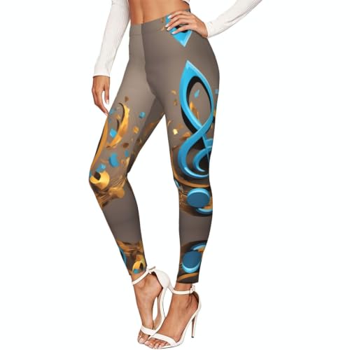 Leggings con estampado de notas musicales para gimnasio y senderismo