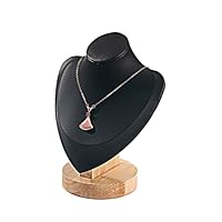 TINGSING Velvet Necklace Display Stand Jewelry Bust Display Stands Mannequin Necklace Pendant Chain Holder Organizer with Wood Base, Jewelry Showcase Rack for Home Store Trade Shows