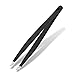 Price comparison product image Wamza Tweezers for Facial Hair Women & Men - Pack of 1 -Slanted Eyebrow Tweezers Professional- Stainless Steel Precision Eyebrow Hair Pluckers/Tweezers for Women - for Chin & Fine Hair (Black)