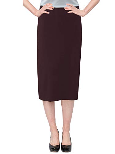Jupe droite tricot extensible violette femme mi-longue 66 cm taille 48 Baby'O