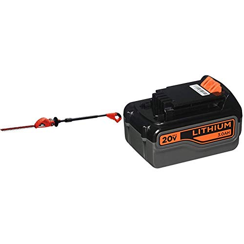 BLACK+DECKER 20V MAX Cordless Hedge Trimmer with Lithium Battery 3.0 Amp Hour (LPHT120B & LB2X3020-OPE)