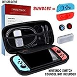OffiCreative Protective Switch Case & Travel Cover for Nintendo Switch | Light Weighted Black Colored Nintendo Case with Free Bundle of 2 Silicon Hand grip Covers, 2 Silicon Thumb stick Covers