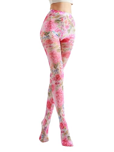 Image of Sahabowi Women's Sheer Fashion Digital Print Fashions Stockings Metallic Silver Tights 1