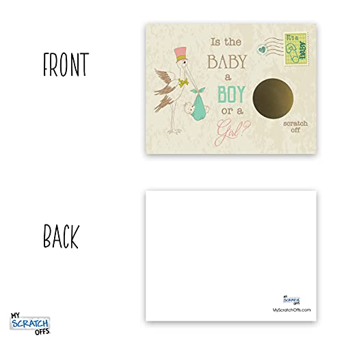 My Scratch Offs Its A Boy Vintage Stork Baby Carriage Gender Reveal Party Scratch Off Scratcher Lottery Tickets Cards Family Friends 25 Pack #TOP4