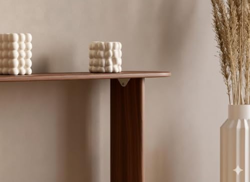Image of Furniture Modern Solid Wood Console Table with Rounded Edges, Natural Finish, Minimalist Scandinavian Style Entryway Furniture Set for (Style 1, Natural, 140x30x70)