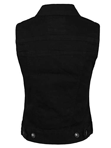 Design by Olivia Women's Classic Sleeveless Stone Wash Distressed Denim Vest3