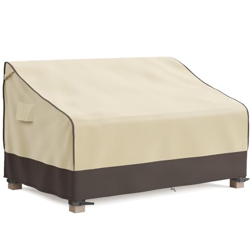 MR. COVER Outdoor Couch Cover Waterproof, Patio Furniture Covers for 2-Seater Couch, Fits up to 60"W x 35"D x 35"H, Moisture-proof & UV-protection, Brown & Khaki