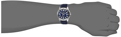 Relógio Masculino Casio Prata e Azul Data Pulseira de Couro