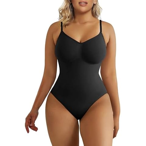 SHAPERX Women's Shapewear Bodysuit Tummy Control Body Shaper Seamless Sculpting Snatched Waist Body Suit,SZ5215-Black-S/M Cover