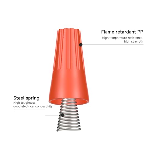 Image of 100PCS Wire Nut Connector - AWG 18-8 Red - Insulated Insert Twist Electrical Wire Terminal with Spring, Portable Wire Caps for Quick Connection