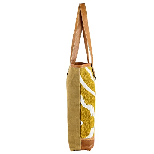 Bolso Tote de cuero y tela reciclada KPL miniatura 7