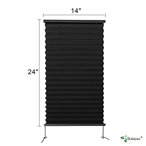 Image of Dulepax RV Blinds - Pleated Shades, 14 inch W x 24 inch L Black RV Window Shades for Camper, Travel Trailers, Motorhome's Window