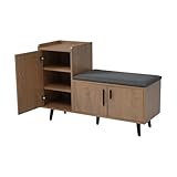 PCXWTLN Kleiner Schuhschrank mit Sitzbank, Moderne Schuhtruhe Sitzbank mit DREI Stauraumtüren, Mit...