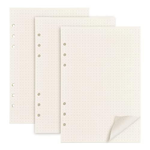 Pinsheng 3 Packungen A5 Nachfüllpapier A5 Papier Kariert A5 Papier Gepunktet Nachfüllbare Refill Paper Nachfüllbar Notizpapier 135 Blätter 6 Löcher Nachfülleinlagen Loose Notizpapier(Gepunktet)