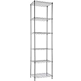 6-Tier Standing Shelving Metal Units, Adjustable Height Wire Shelf Display Rack for Laundry Bathroom...
