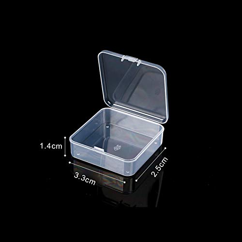 Image of 25 Packs Small Square Containers Case Organizer with Hinged Lids Clear Plastic Beads Storage Box for Jewelry, Pills, Crafts (3.3 inch 2.5 inch 1.4 inch)