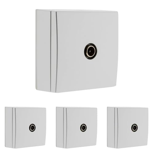 Prise TV murale Zenitech saillie Ø9,52mm gris pour rénovation salon et chambres lot de 4