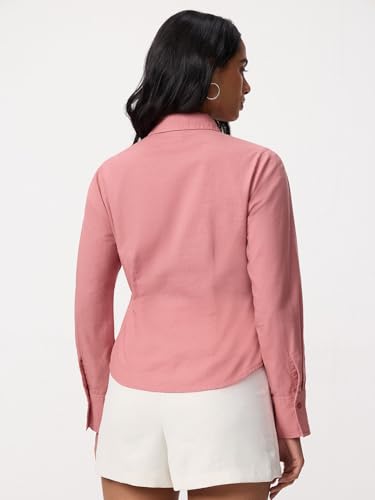 Image of The Souled Store Solids: Women and Girls Full Sleeves Spread Collar Solid Cotton Slim Fit Lightweight Comfortable All-Season Shirt for Casual Business Wear