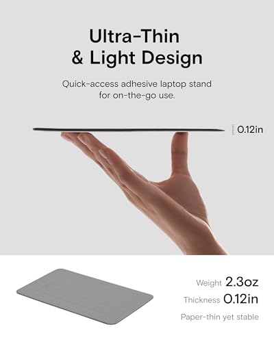 Image of MOFT Laptop Stand, Adhesive Airflow Laptop Cooling Riser for Heat Dissipation with 2 Adjustable Angles, Foldable Computer Stand Compatible with Laptops 11 inch-16 inch, Light Cool Grey