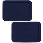 Sophico 6 Cup Rectangle Silicone Storage Cover Lids Replacement for Pyrex 7211-PC Glass Bowls, Container not Included (Navy Blue)