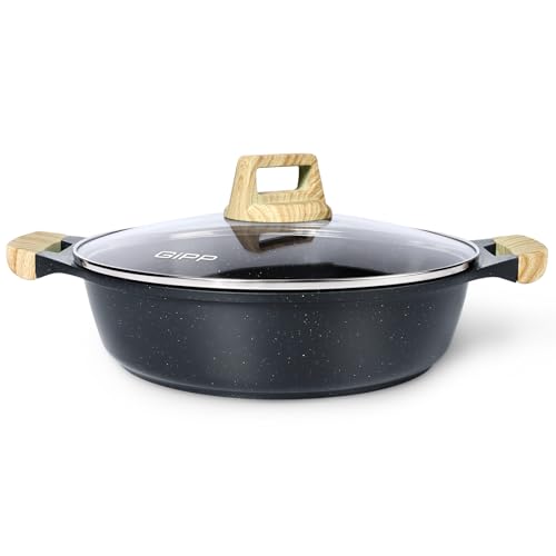 GiPP 6QT Nonstick Stock Pot with Lid Soup Pot,12.6 Inch Non Toxic Stockpot for Cooking,Stew Pot with Nonstick Ceramic Coating,Non Stick Cooking Pot Compatible with All Stoves,PFAS/PTFE/PFOA Free,Gray