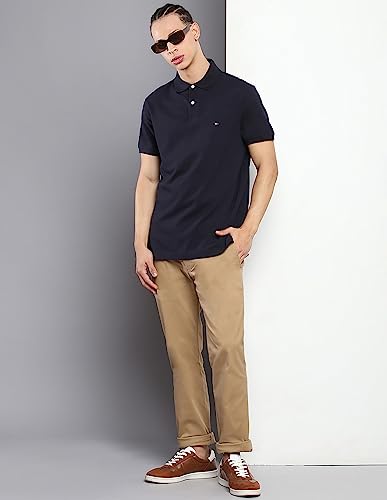 Image of Tommy Hilfiger Solid Regular fit Cotton Polo t-Shirt