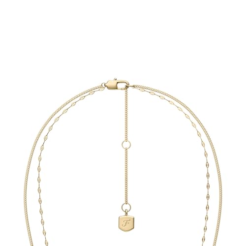 Image of Fossil Women's Gold-Tone Stainless Steel Pendant Chain Necklace for Women