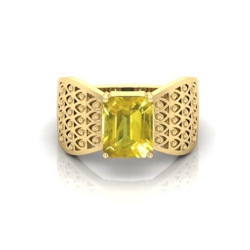 Bague saphir jaune saphir véritable AA++ de qualité supérieure et ajustable
