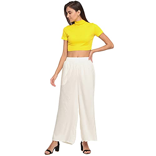 Image of GO COLORS Soft Viscose Basic Palazzo Full Length for Women| Breathable, Mid Rise, Relaxed Fit
