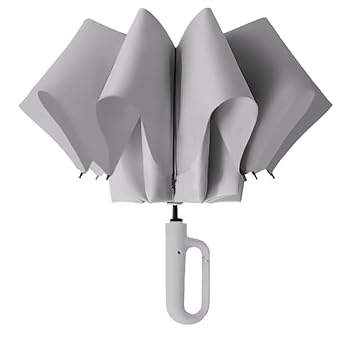TEKCOOL UV Umbrella with Novelty Carabiner Handle, Travel Umbrellas for Rain and Sun Windproof Compact, Automatic Open Close, 8 Ribs, Portable Umbrella for Men and Women(Grey) - image, photos