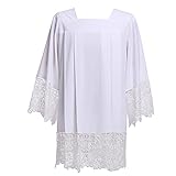 BLESSUME Catholic White Pleated Lace Surplice Liturgical Cotta Vestment (White, X-Large)