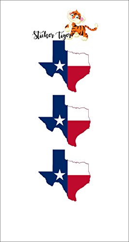 3 - Texas Shaped TX Flag Map Hard Hat Biker Helmet Stickers Decal