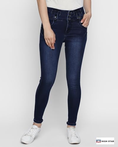 Image of HIGH Star Women's Blue Slim-Fit Stretchable Jeans