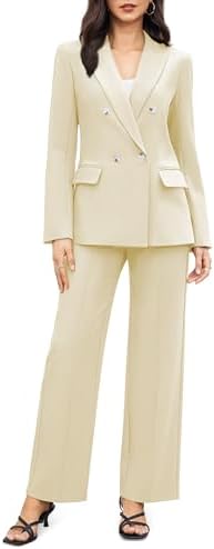 Casly Lamiit Women's 2 Piece Business Casual Outfits Double Breas...