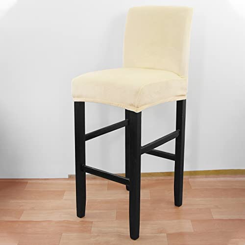Searchi Stretch Bar Stool Covers Set Of 4,Stretch Removable Washable Velvet Bar Stool Chair Covers, Counter Height Chairs Covers For Kitchen Dining Room Cafe Furniture (Velvet Creamy White) #TOP7