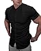 Casual Men's Muscle Fit Dress Shirts Short Sleeve Athletic Fit Button Down Shirts Black M