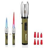 Torch Lighters, Butane Lighters, Adjustable Jet Flame Torch Lighters, Windproof Refillable Gas Torch Lighter Long Lighter for Candle, Grill, BBQ, Fireworks(Butane Not Included) (Green)